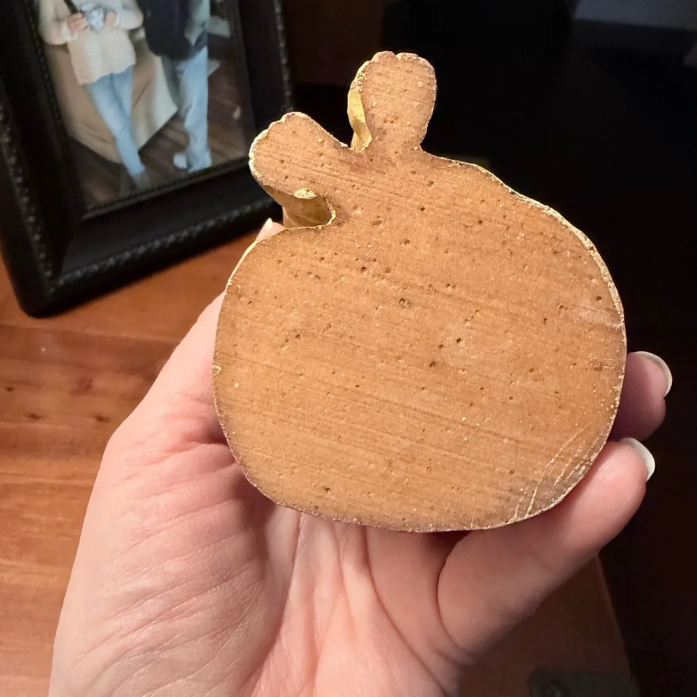 Handcarved wood Striped Cat Figurine